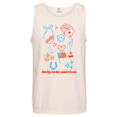 'Lucky To Be American' Tank Top - United Monograms