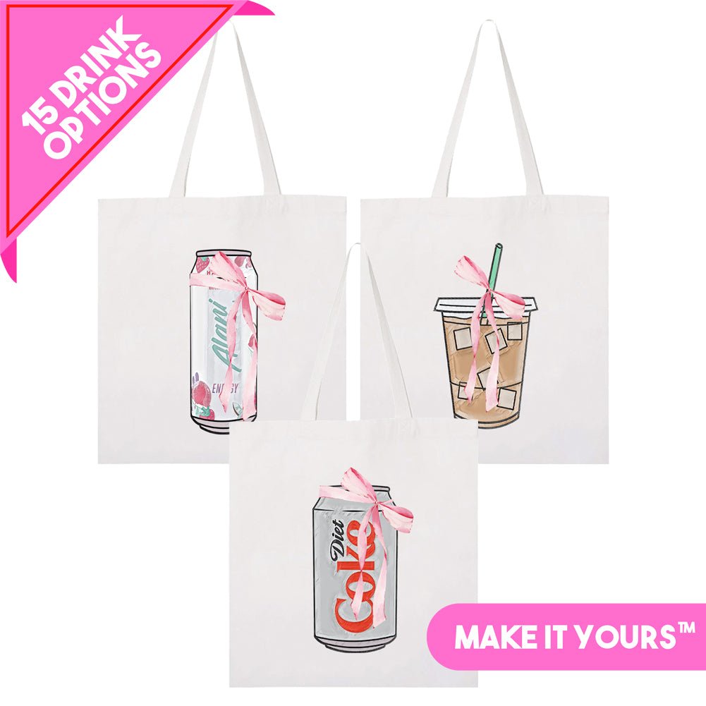 Make It Yours™ 'Bow Beverages' Tote Bag - United Monograms