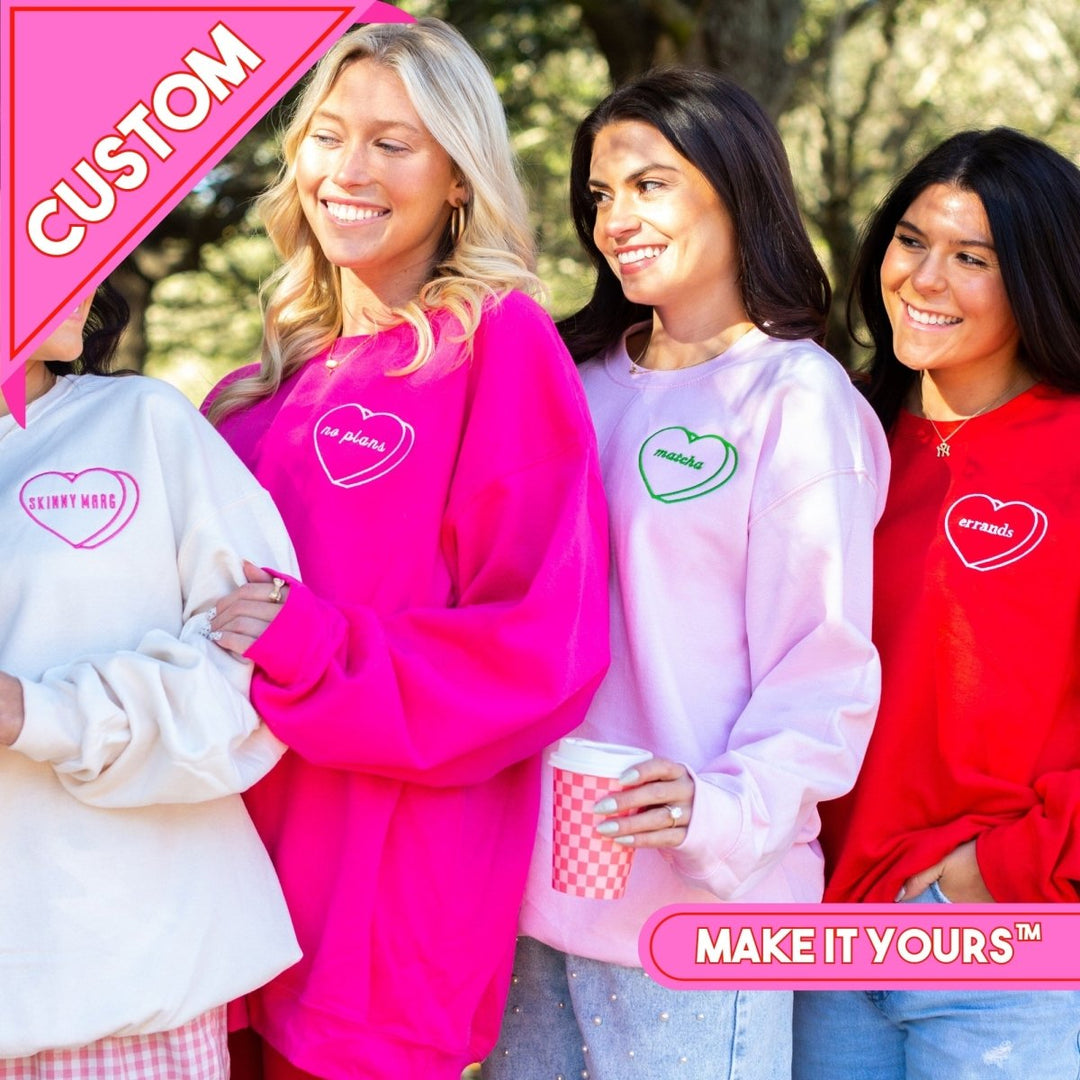 トップス HLT Loved one Logo Jacquard Knit candy M Make It Yours™ 'Candy Heart' Embroidered Sweatshirt – United Monograms