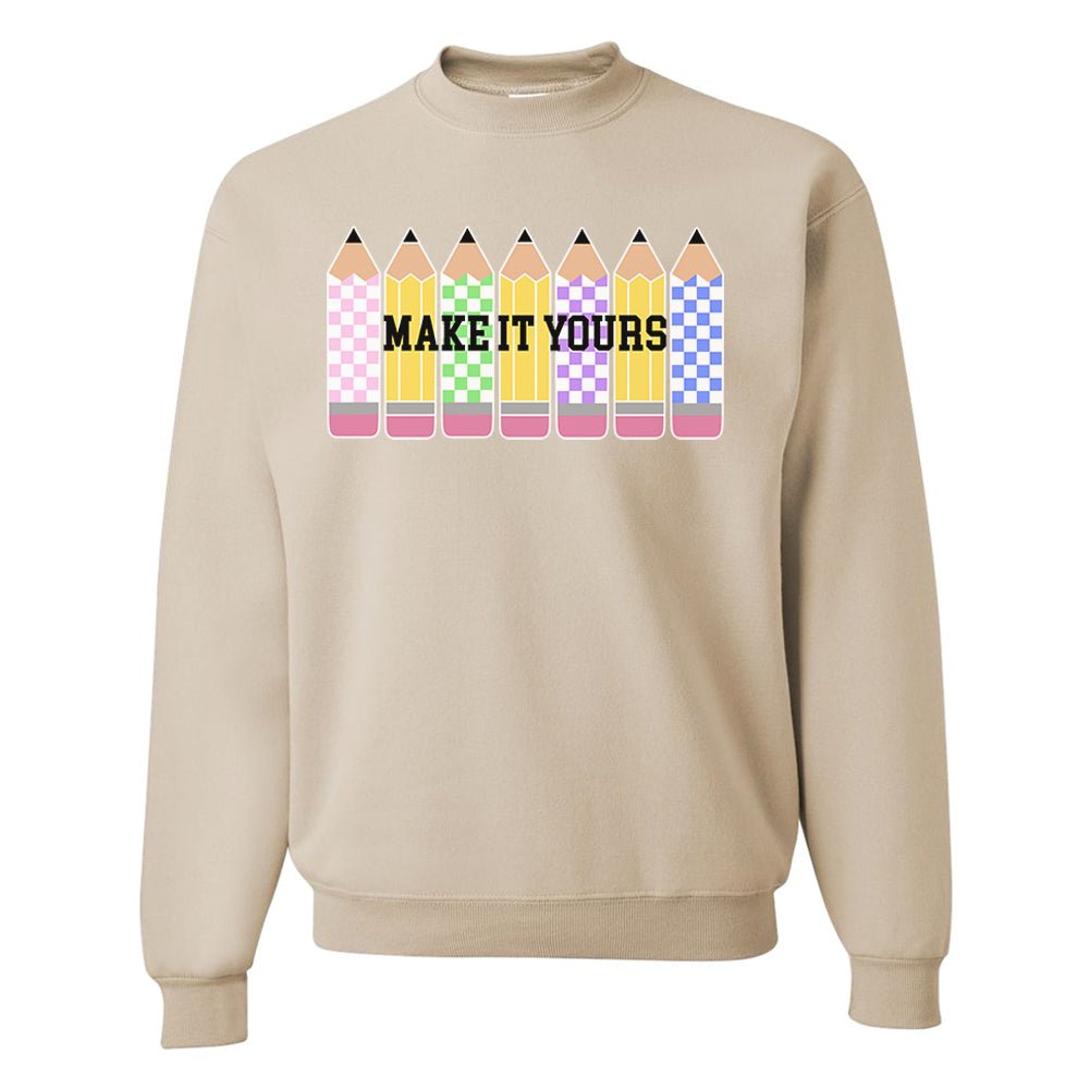Make It Yours™ 'Checkered Pencils' Crewneck Sweatshirt - United Monograms