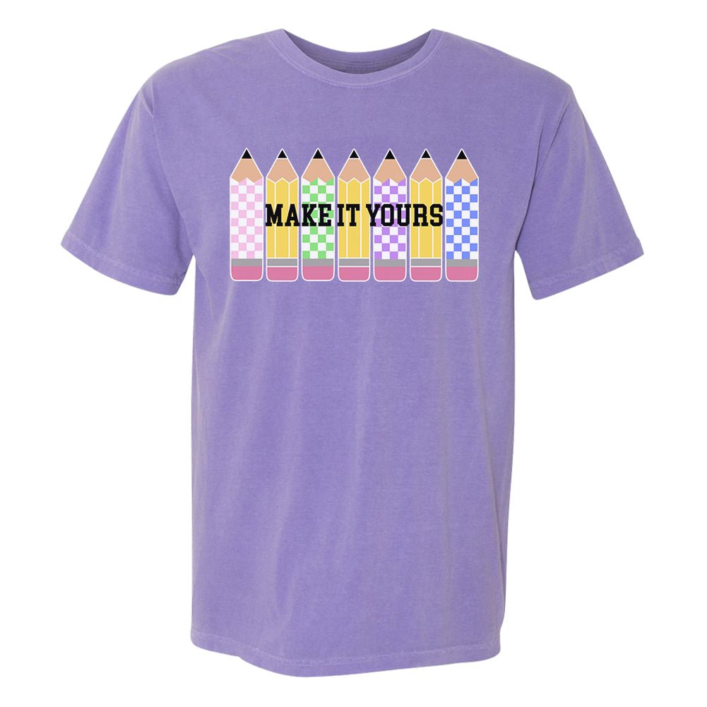 Make It Yours™ 'Checkered Pencils' T-Shirt - United Monograms