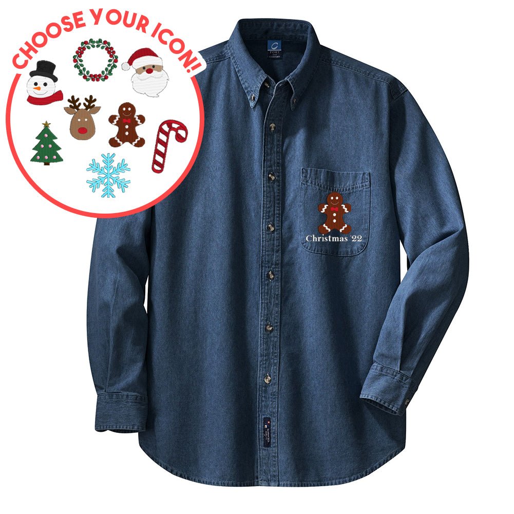 Make It Yours™ Christmas Icon Oversized Denim Shirt - United Monograms