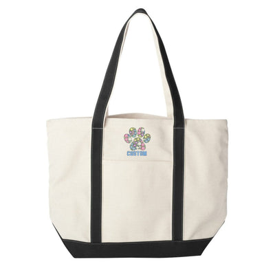 Make It Yours™ 'Floral Paw Print' Canvas Boat Tote - United Monograms