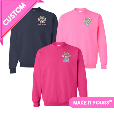 Make It Yours™ 'Floral Paw Print' Crewneck Sweatshirt - United Monograms