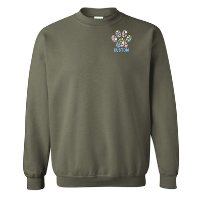 Make It Yours™ 'Floral Paw Print' Crewneck Sweatshirt - United Monograms