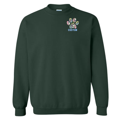 Make It Yours™ 'Floral Paw Print' Crewneck Sweatshirt - United Monograms
