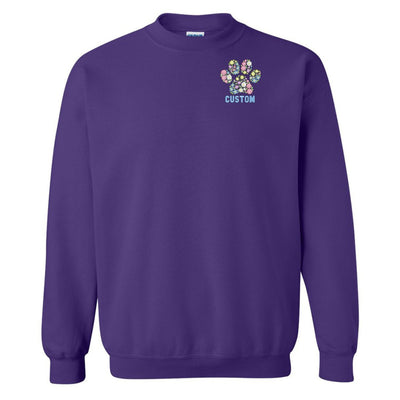Make It Yours™ 'Floral Paw Print' Crewneck Sweatshirt - United Monograms