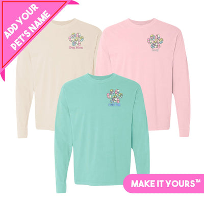 Make It Yours™ 'Floral Paw Print' Long Sleeve T-Shirt - United Monograms