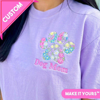 Make It Yours™ 'Floral Paw Print' T-Shirt - United Monograms