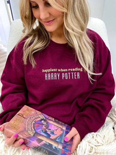 Make It Yours™ 'Happiest When Reading...' Crewneck Sweatshirt - United Monograms