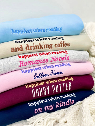 Make It Yours™ 'Happiest When Reading...' Crewneck Sweatshirt - United Monograms