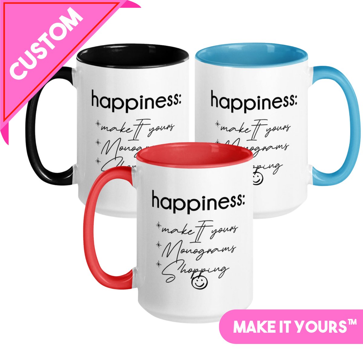 Make It Yours™ 'Happiness Checklist' Coffee Mug - United Monograms