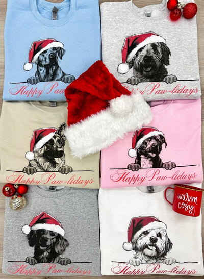 Make It Yours™ 'Happy Paw-lidays' Crewneck Sweatshirt - United Monograms