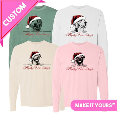 Make It Yours™ 'Happy Paw-lidays' Long Sleeve - United Monograms