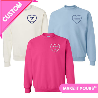 Make It Yours™ Heart Names Crewneck Sweatshirt - United Monograms