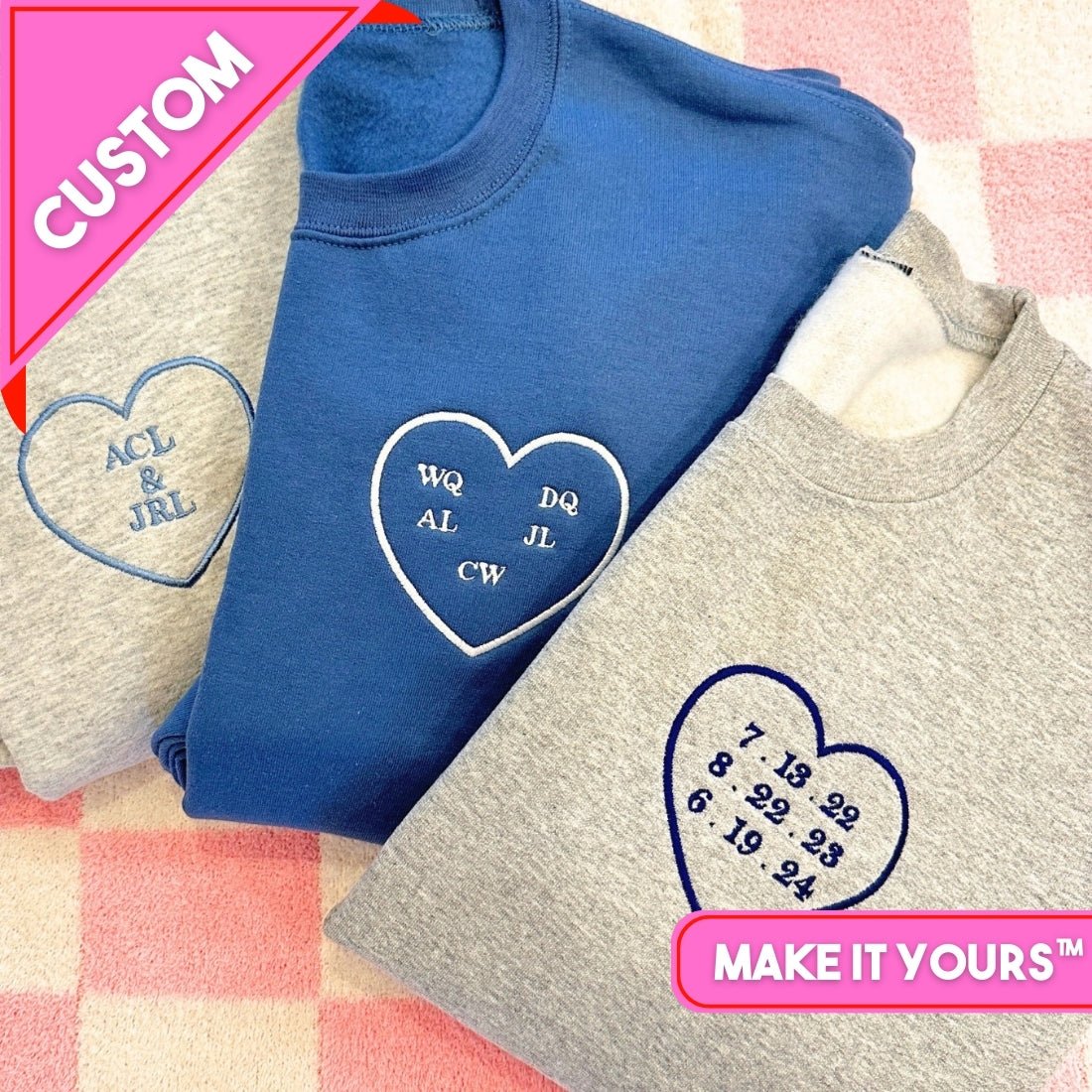 Make It Yours™ 'Heart Names' Crewneck Sweatshirt - United Monograms