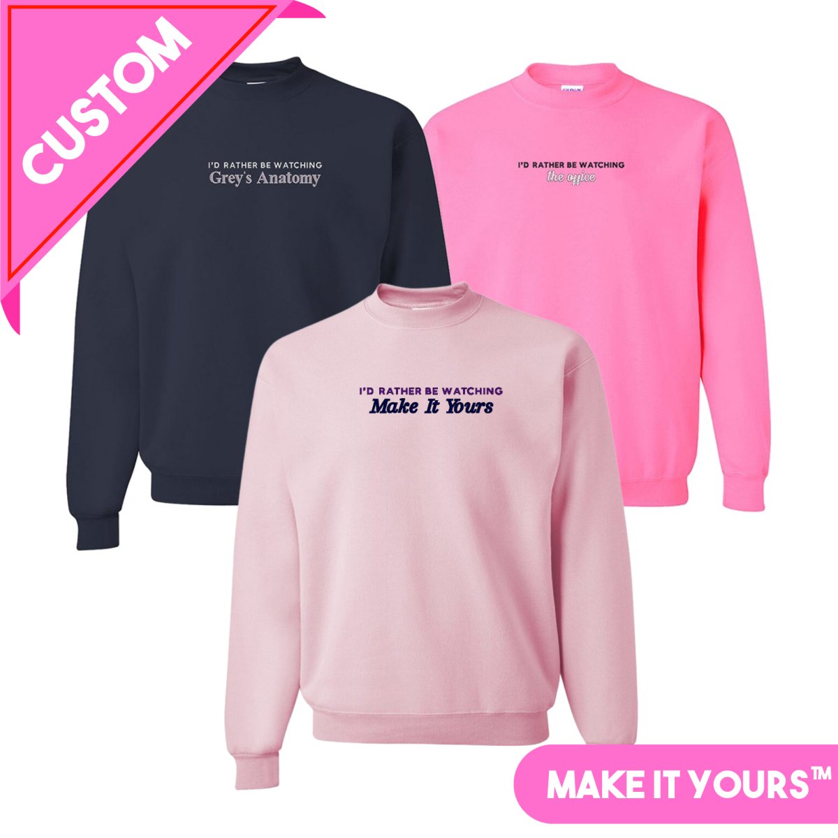 Make It Yours™ 'I'd Rather Be Watching' Crewneck Sweatshirt - United Monograms