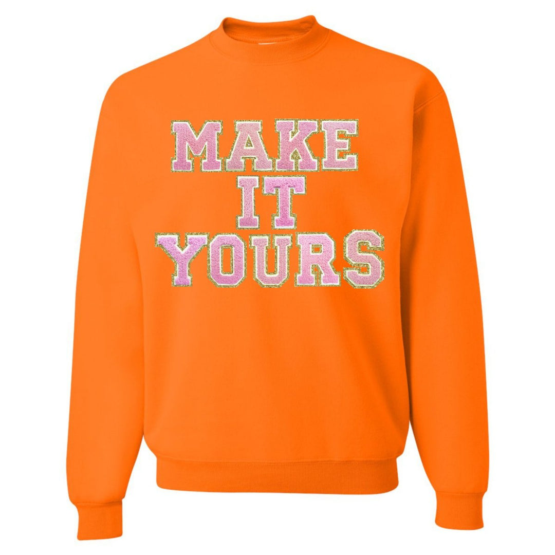 Make It Yours Letter Patch Neon Crewneck Sweatshirt United Monograms