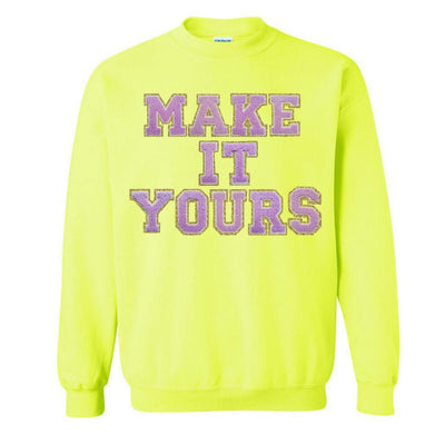 Make It Yours™ Letter Patch Neon Crewneck Sweatshirt - United Monograms