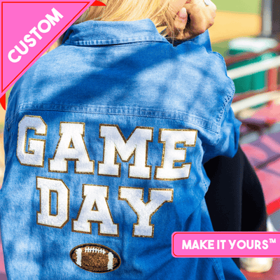 Make It Yours™ Letter Patch Oversized Denim Long Sleeve - United Monograms