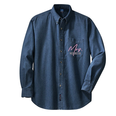 Make It Yours™ 'Mrs./Future Mrs.' Oversized Denim Shirt - United Monograms