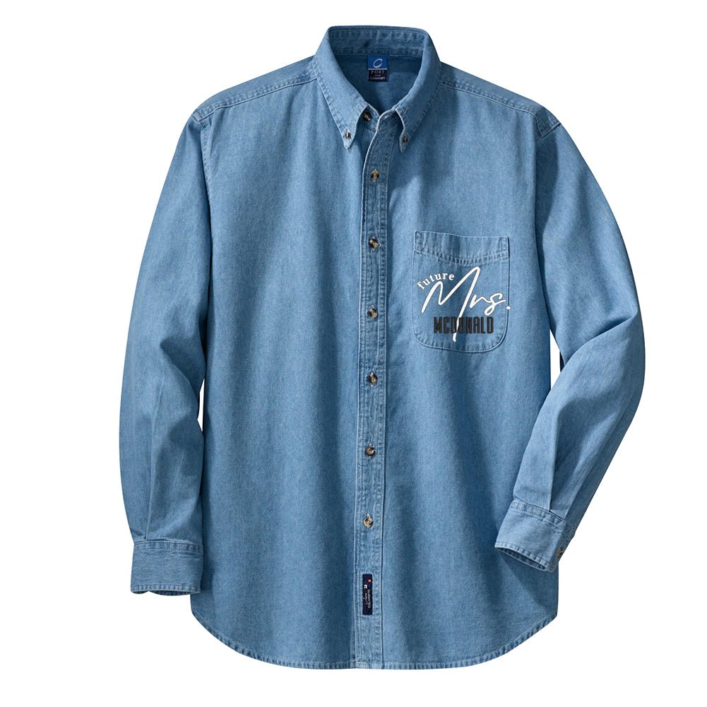 Make It Yours™ 'Mrs./Future Mrs.' Oversized Denim Shirt - United Monograms