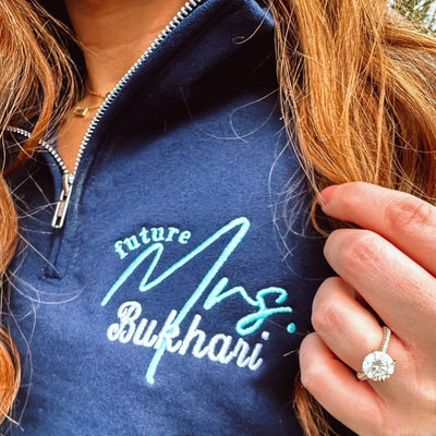 Make It Yours™ 'Mrs./Future Mrs.' Quarter Zip Sweatshirt - United Monograms