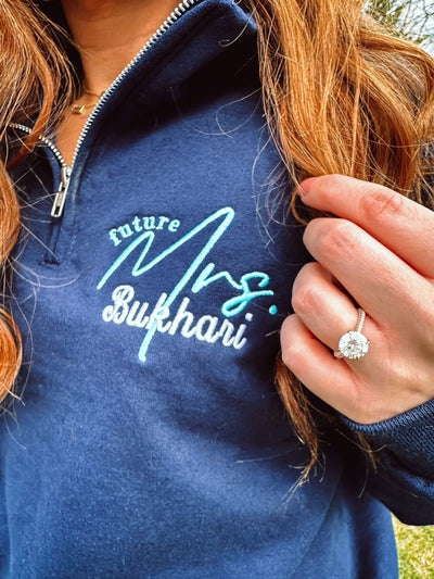 Make It Yours™ 'Mrs./Future Mrs.' Quarter Zip Sweatshirt - United Monograms
