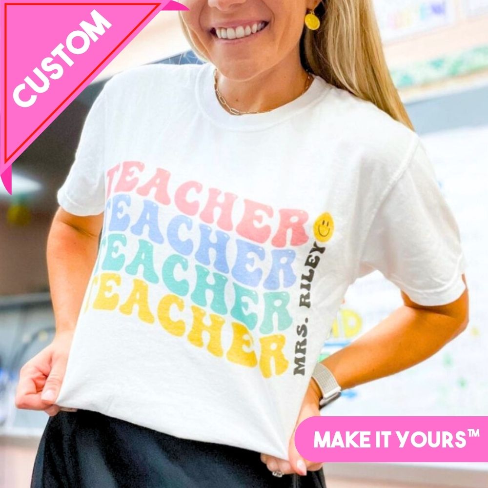 Make It Yours™ 'Retro Teacher' T-Shirt - United Monograms