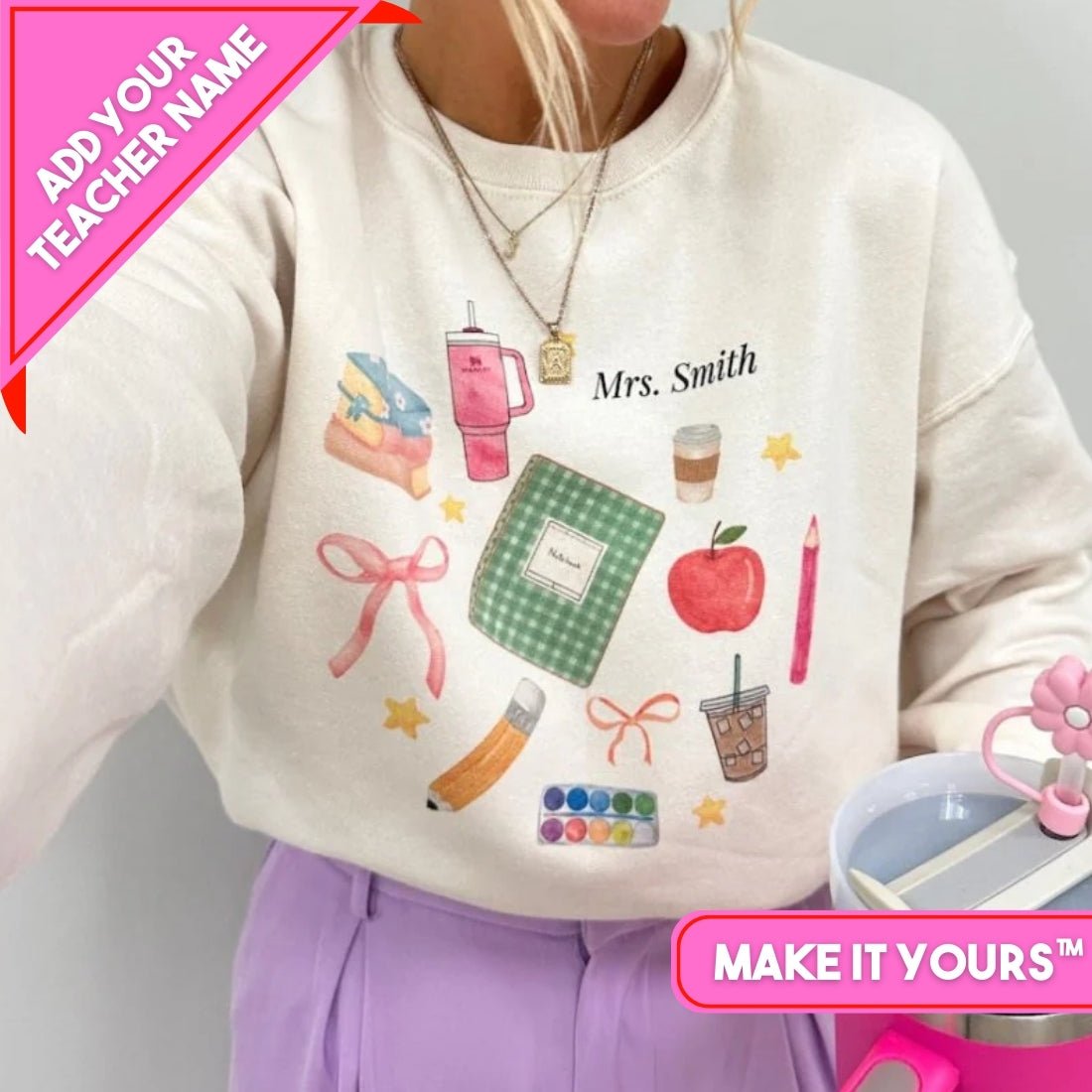 Make It Yours™ 'Teacher Classroom Essentials' Crewneck Sweatshirt - United Monograms