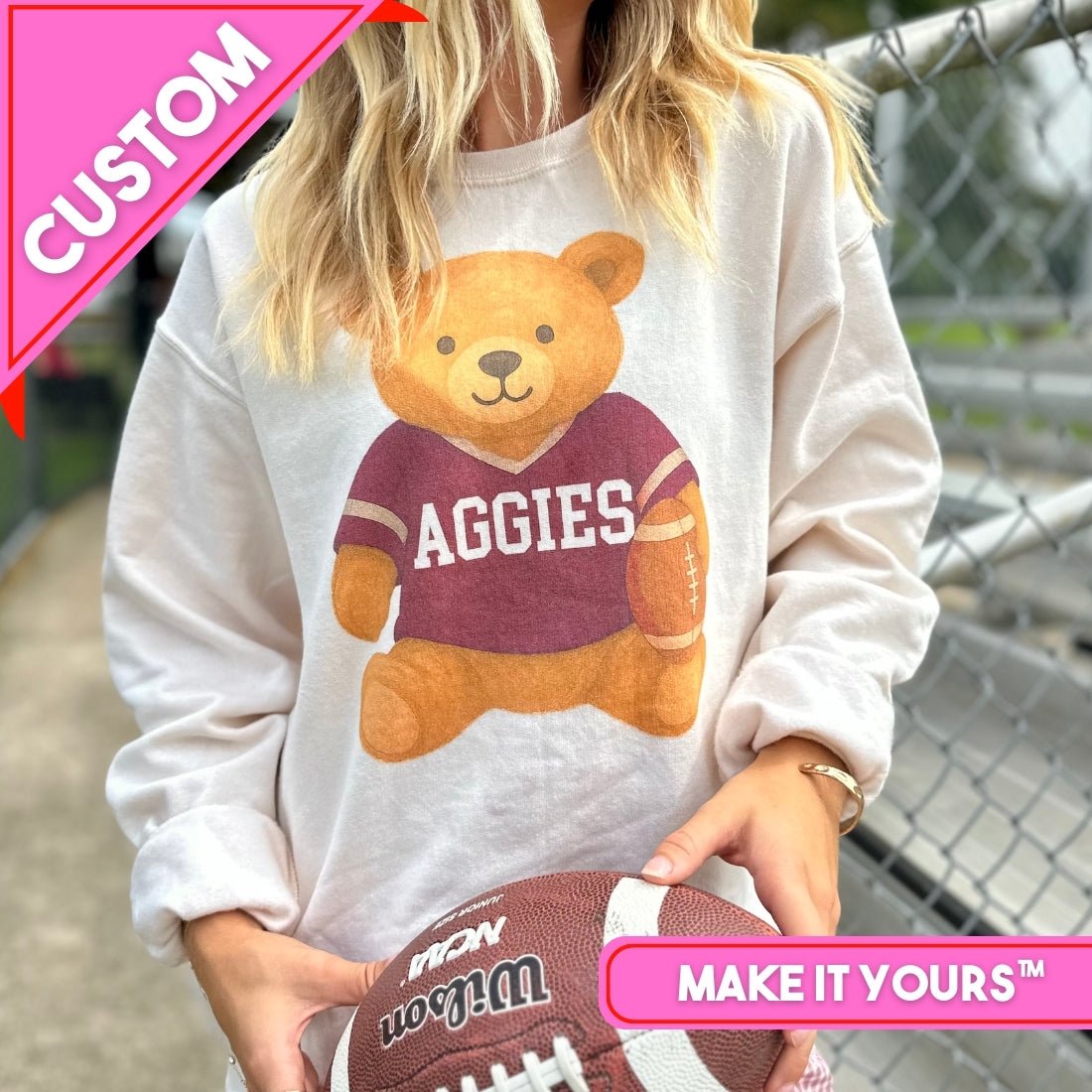 Make It Yours™ ‘Touchdown Teddy’ Crewneck Sweatshirt - United Monograms