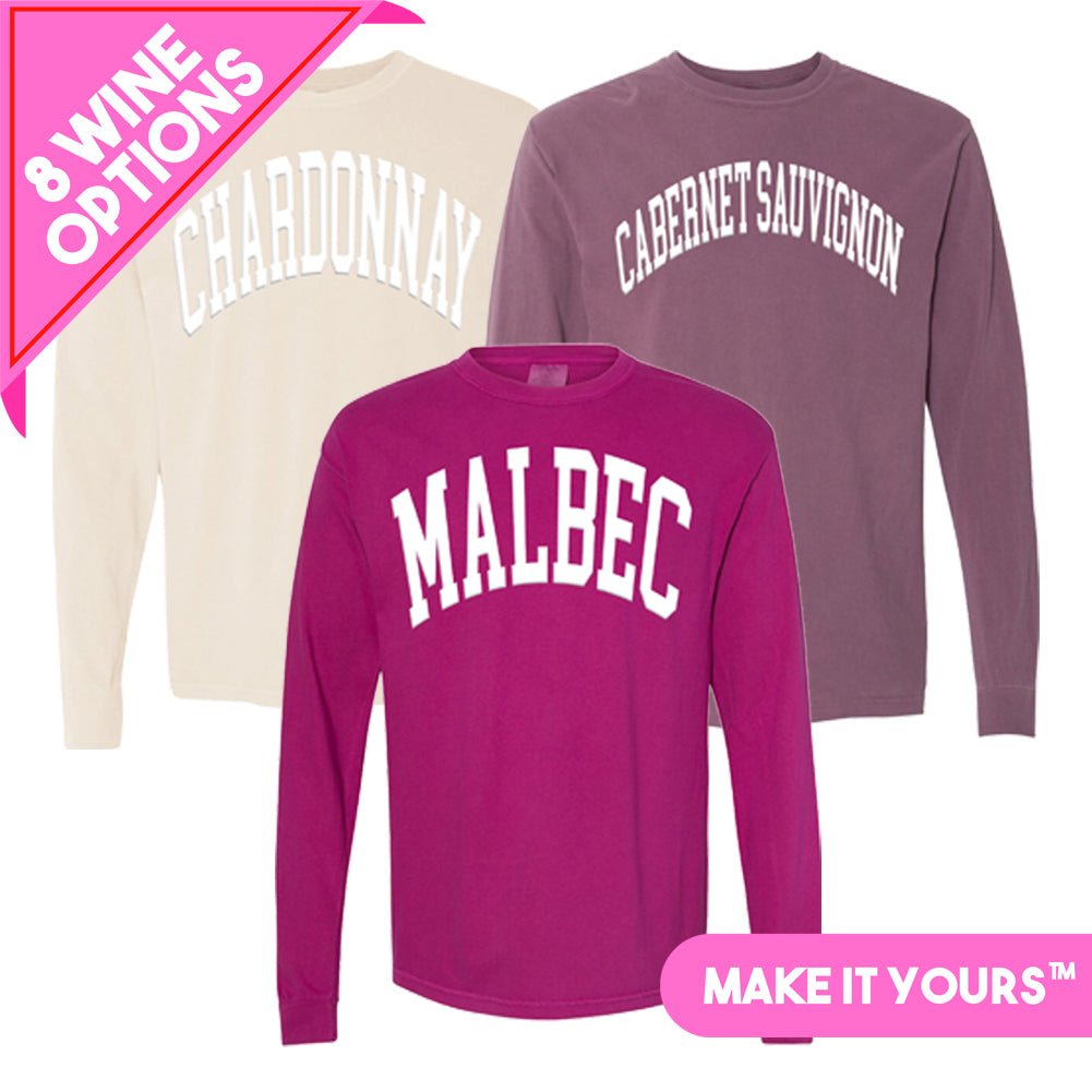 Make It Yours™ 'Wine' PUFF Long Sleeve T-Shirt - United Monograms