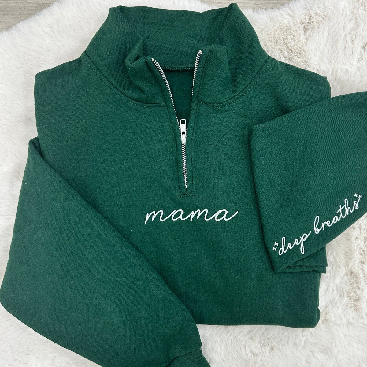 Mama 'Deep Breaths Reminder' Quarter Zip Sweatshirt - United Monograms