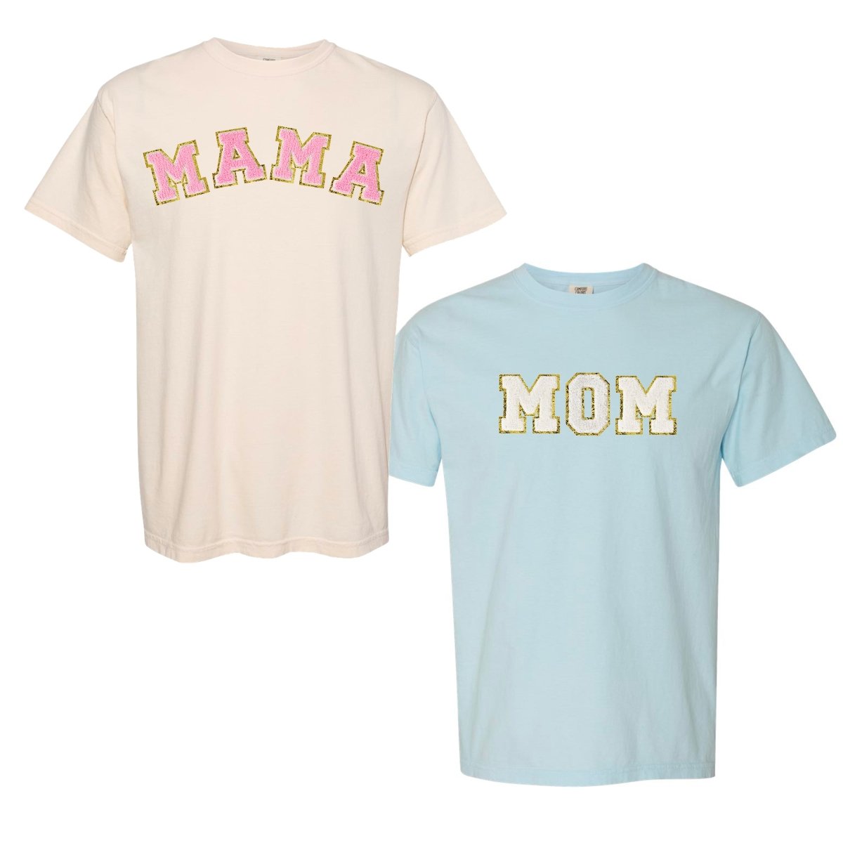 Mama/Mom Letter Patch Comfort Colors T-Shirt - United Monograms