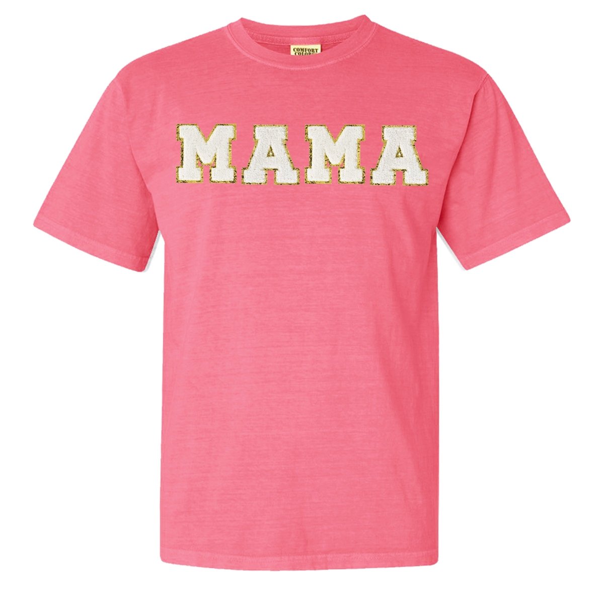 Mama/Mom Letter Patch Comfort Colors T-Shirt - United Monograms