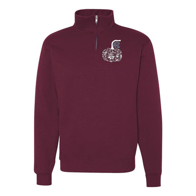 Monogrammed 'Chinoiserie Pumpkin' Quarter Zip Sweatshirt