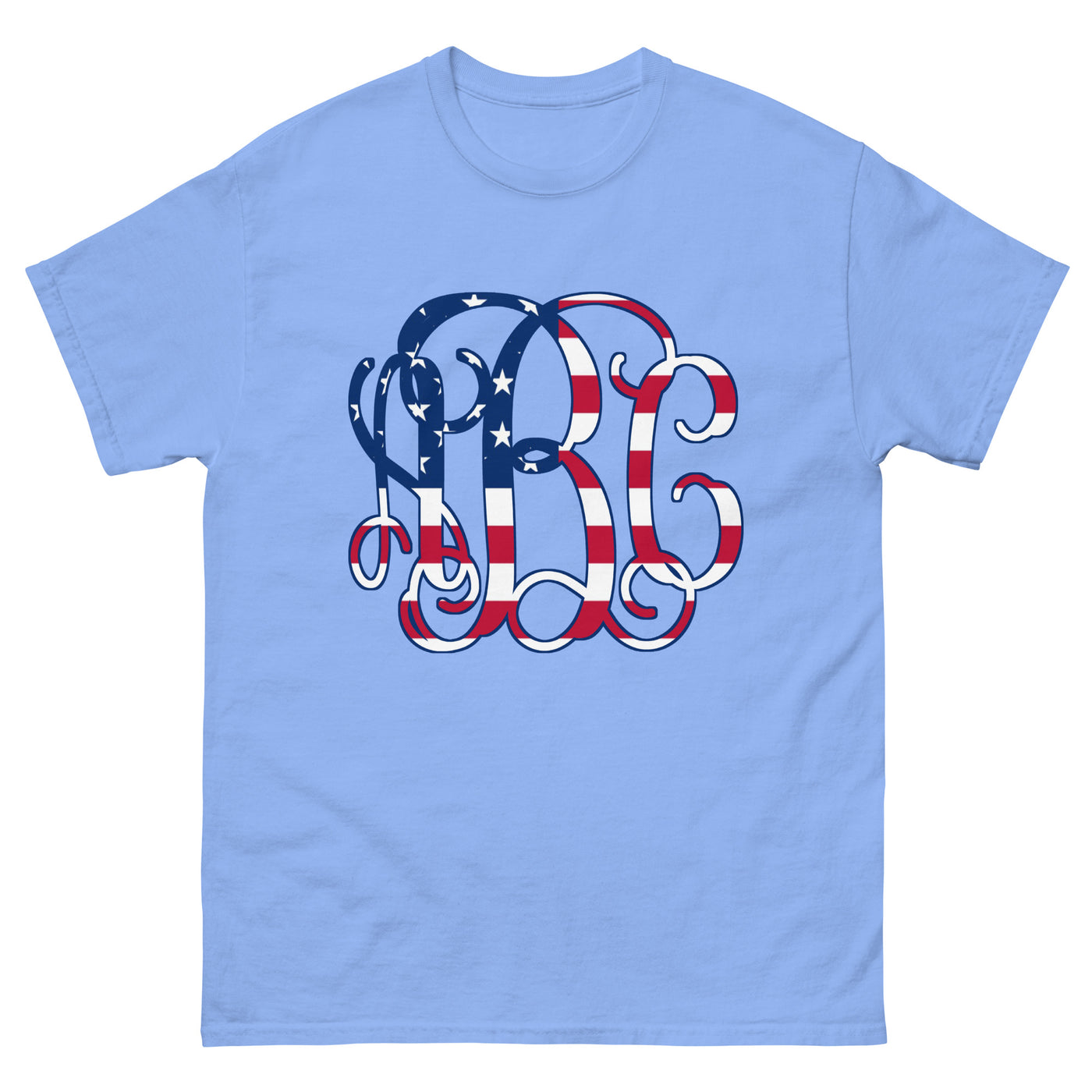 Monogrammed 'Vine American Flag' Big Print Basic T-Shirt