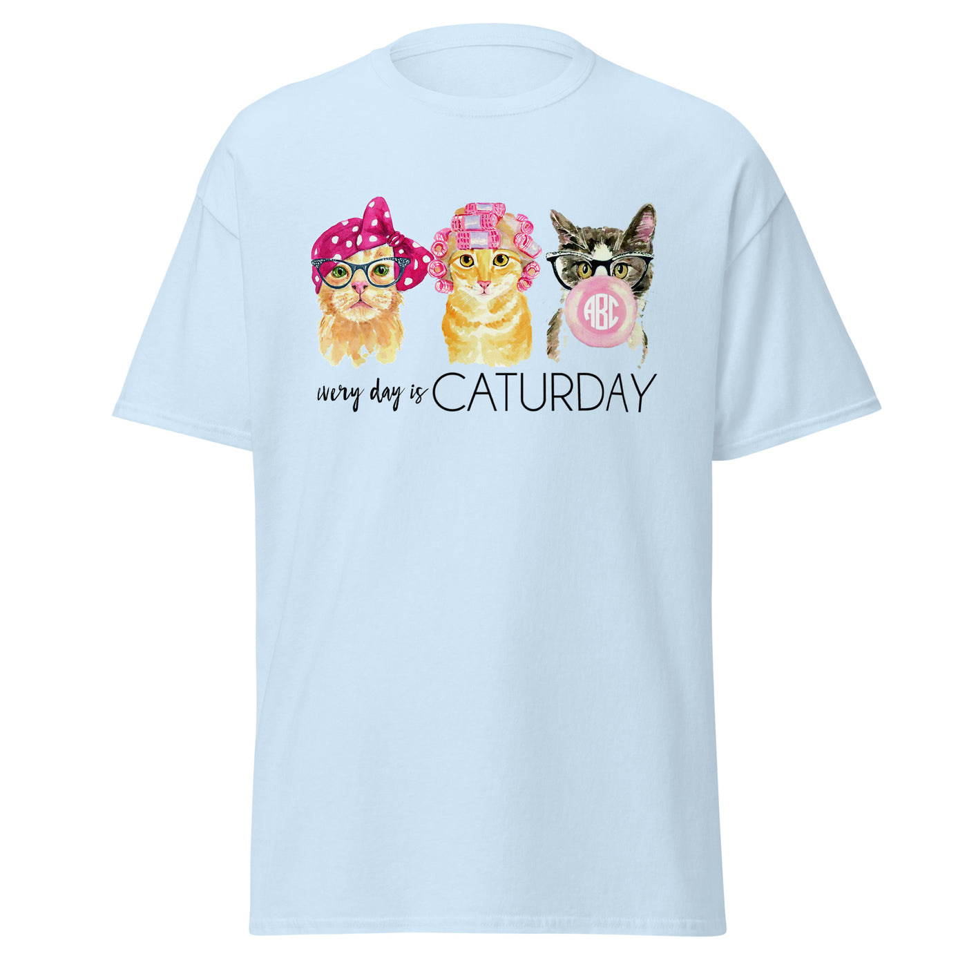 Monogrammed 'Every Day Is Caturday' Basic T-Shirt