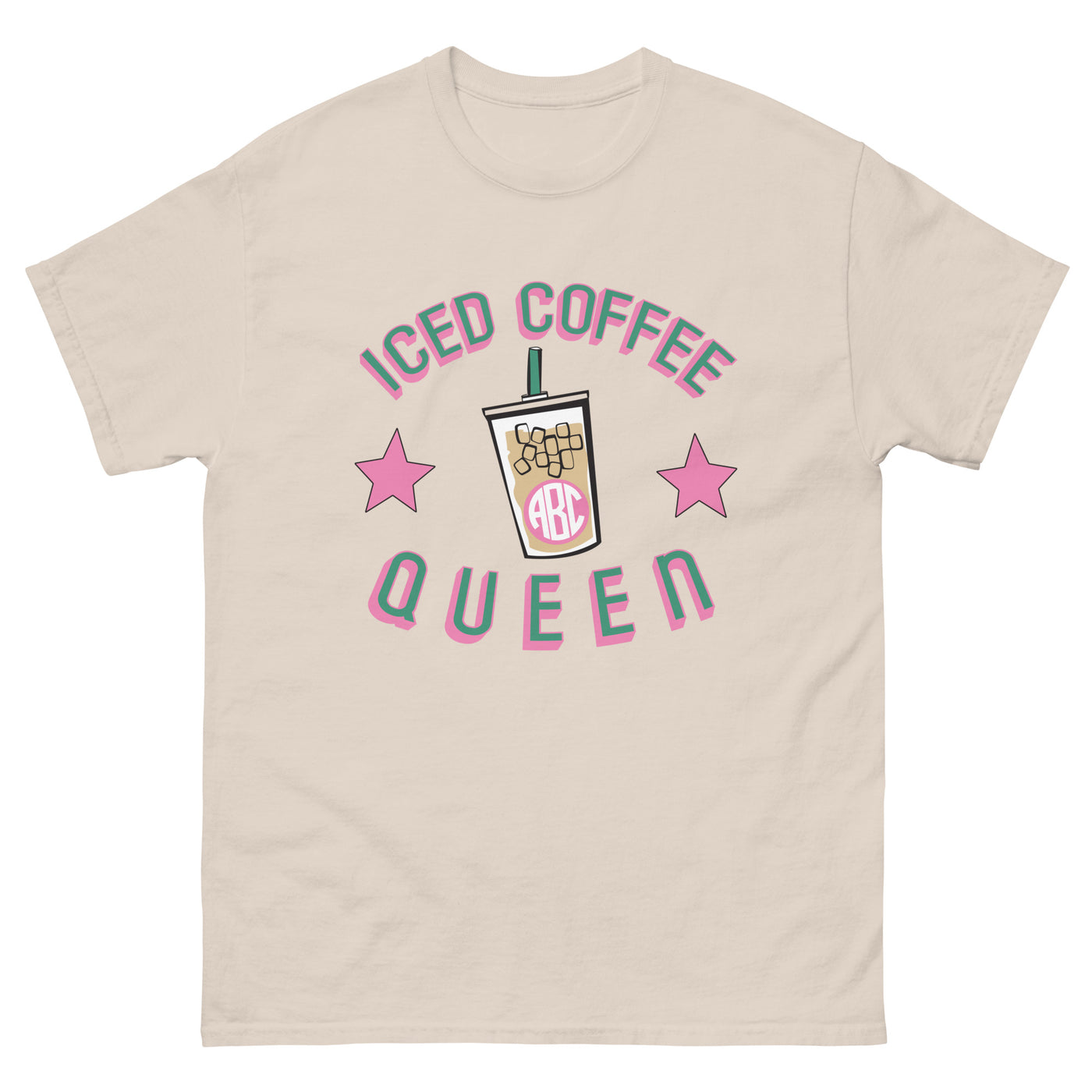 Monogrammed 'Iced Coffee Queen' Basic T-Shirt