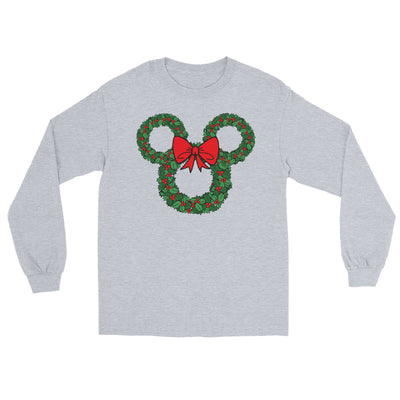Monogrammed 'Minnie Christmas Wreath' Basic Long Sleeve T-Shirt