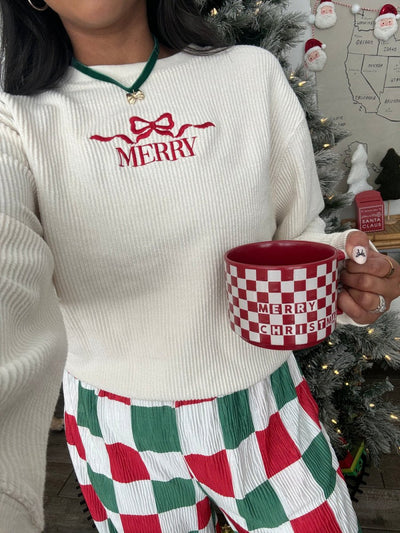 'Merry Bow' Corded Crewneck - United Monograms