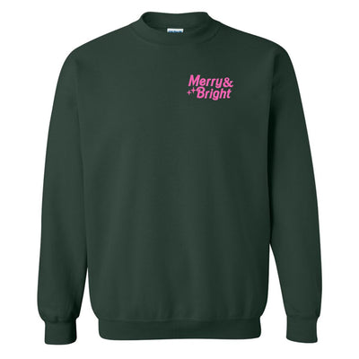 'Merry & Bright' Embroidered Crewneck Sweatshirt - United Monograms