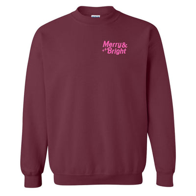 'Merry & Bright' Embroidered Crewneck Sweatshirt - United Monograms