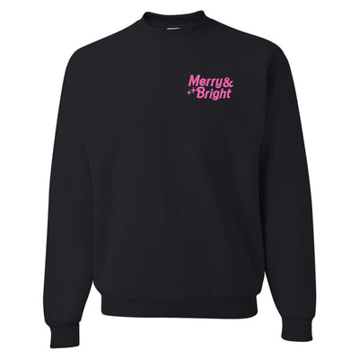 'Merry & Bright' Embroidered Crewneck Sweatshirt - United Monograms