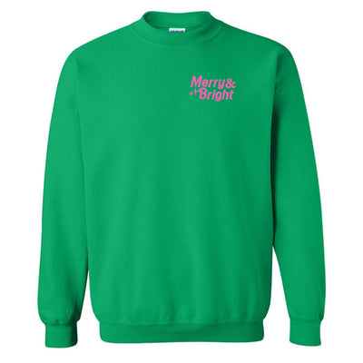 'Merry & Bright' Embroidered Crewneck Sweatshirt - United Monograms