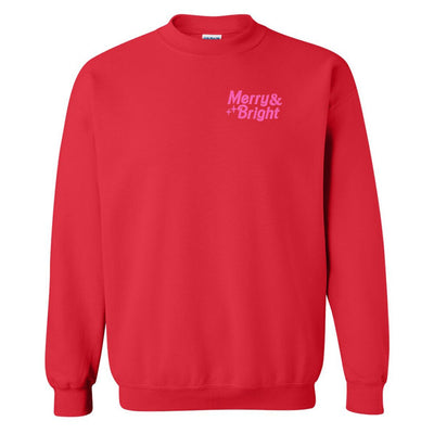 'Merry & Bright' Embroidered Crewneck Sweatshirt - United Monograms