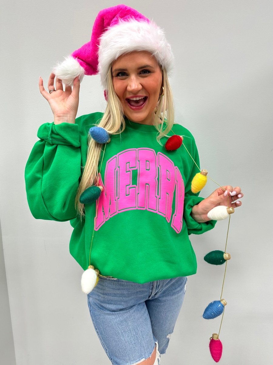 'Merry' Puff Crewneck Sweatshirt - United Monograms