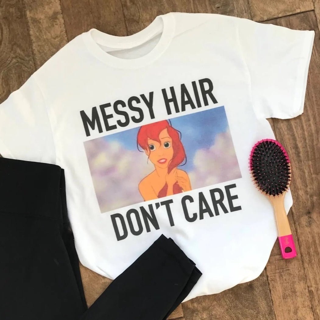 'Messy Hair, Don't Care' Princess T-Shirt - United Monograms