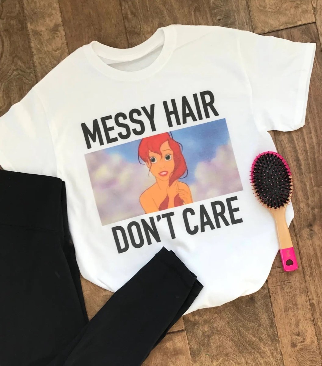 'Messy Hair, Don't Care' Princess T-Shirt - United Monograms