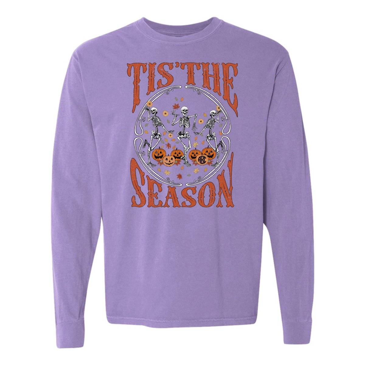 Monogramed 'Tis The Season Skeletons' Long Sleeve T-Shirt - United Monograms